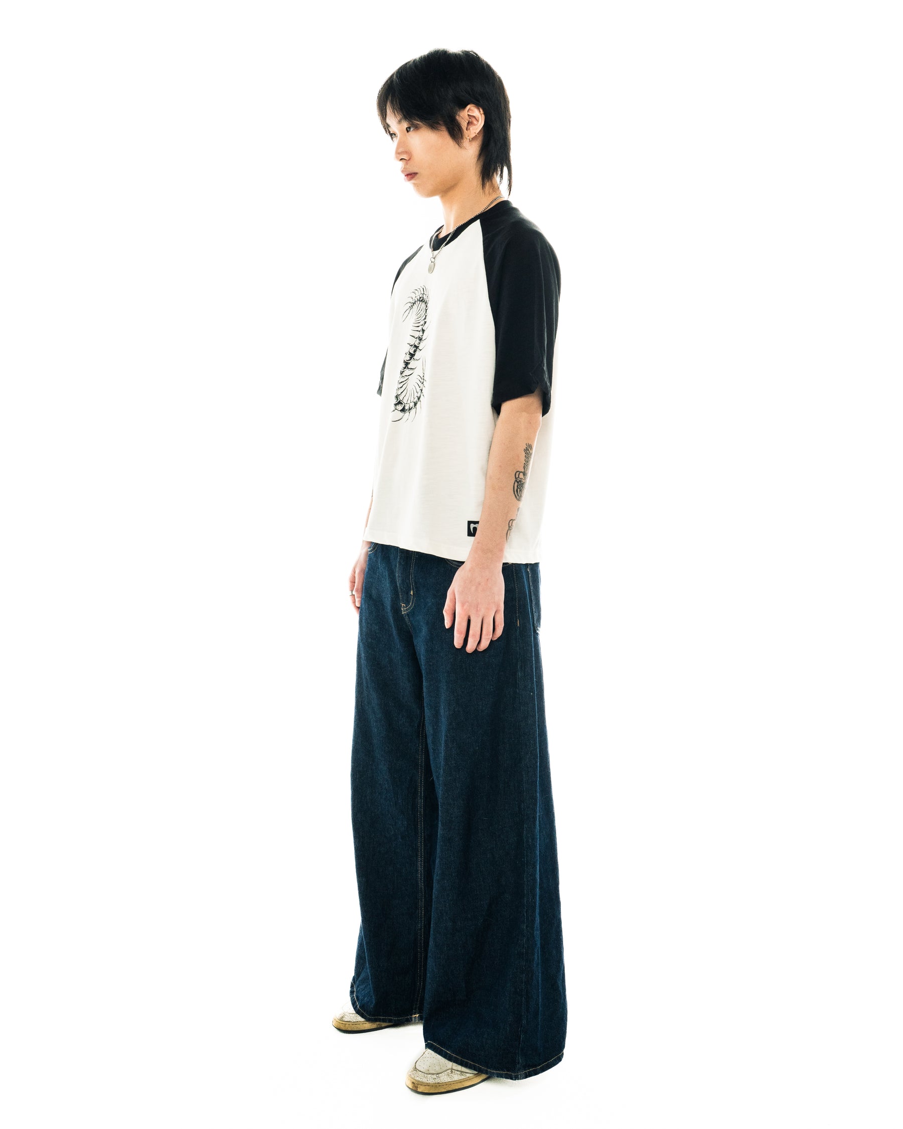 Centipede Tee side fit on model