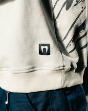 REAPER CREWNECK on-body detail view