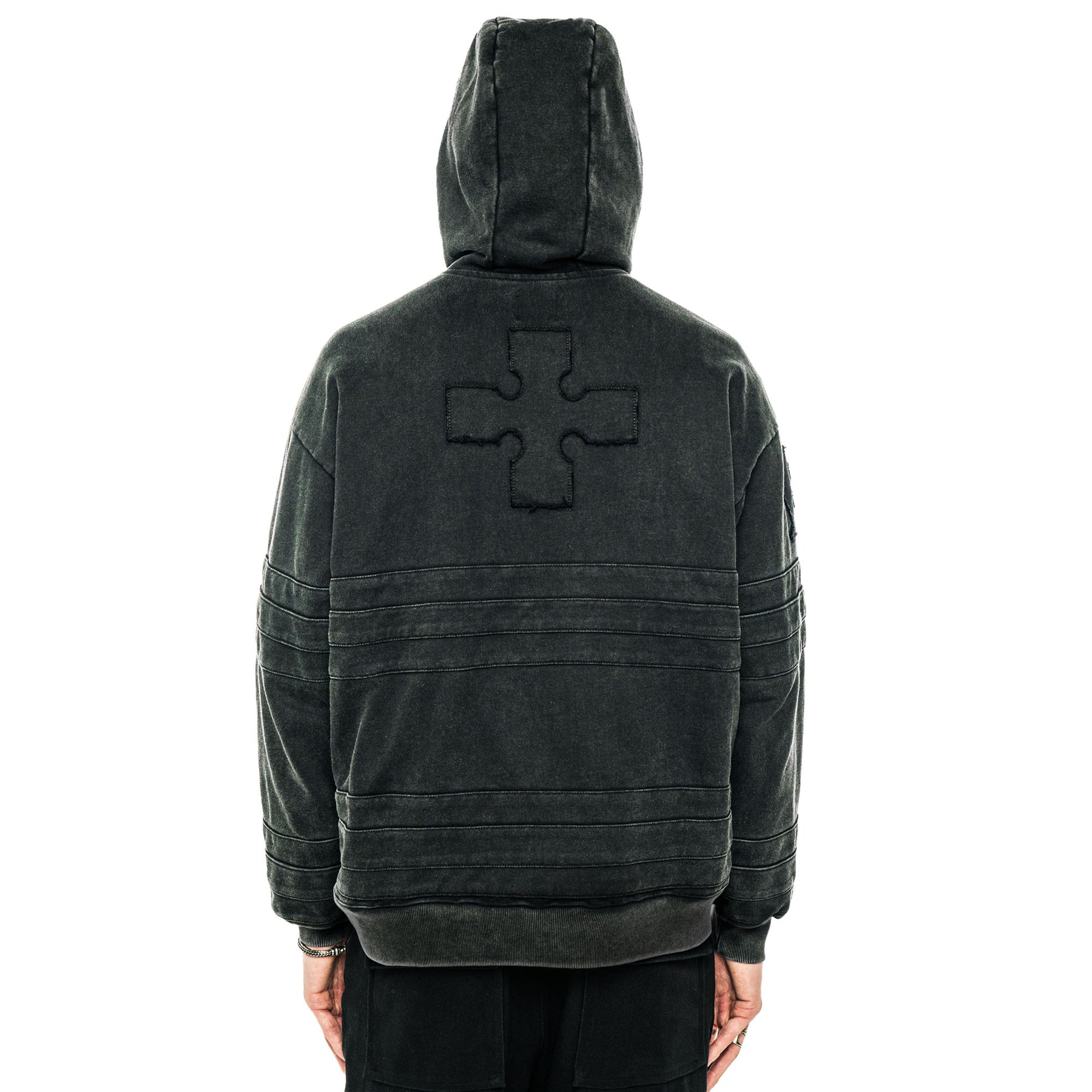 Second on-body view of the Company Hoodie in size M.